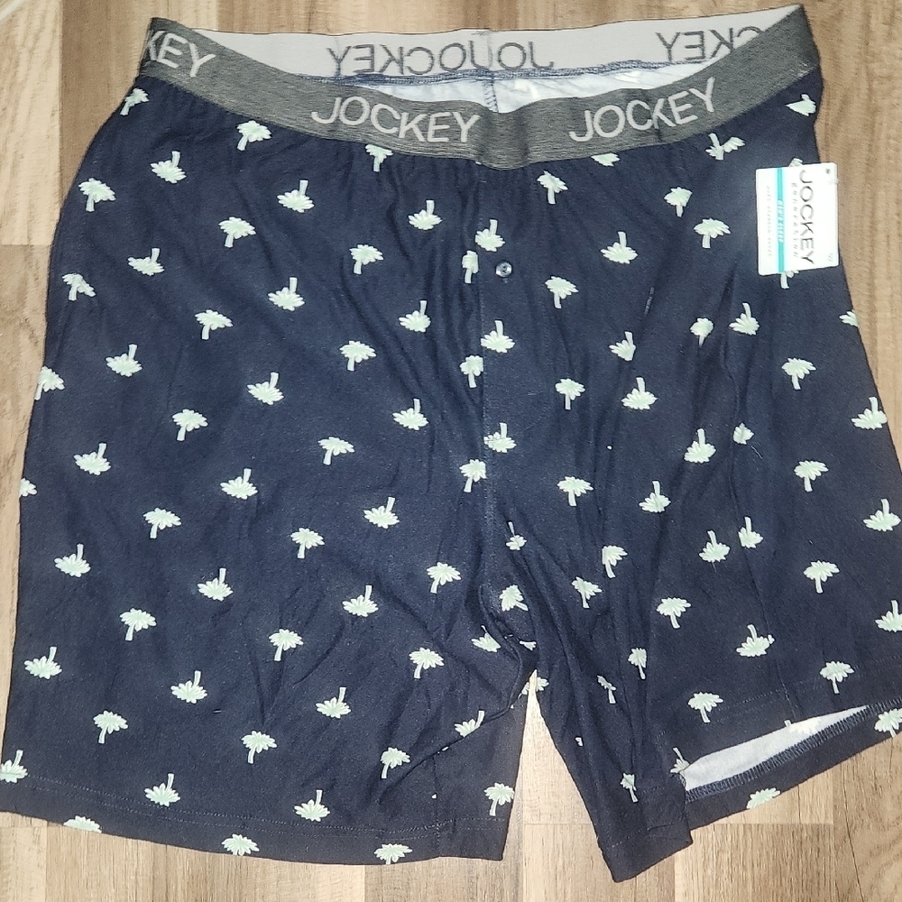 Jockey Dark Blue Boxer Briefs with Tree Pattern